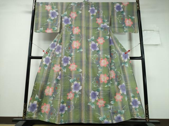 平和屋着物∴夏物 浴衣 注染 舞花文 日本製 綿 逸品 CABH1541ng