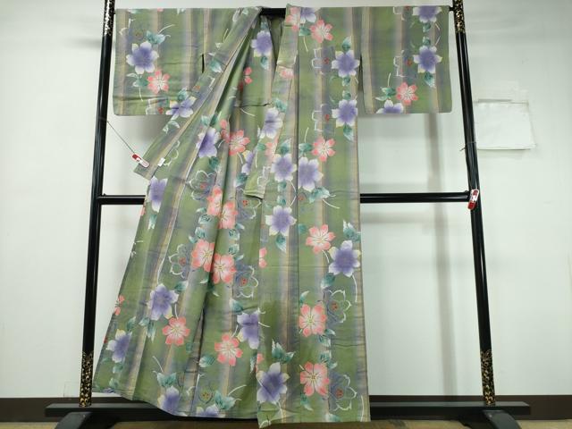 平和屋着物∴夏物 浴衣 注染 舞花文 日本製 綿 逸品 CABH1541ng