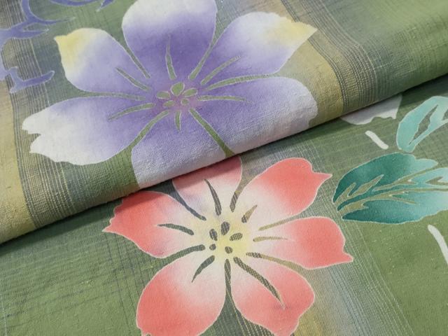 平和屋着物∴夏物 浴衣 注染 舞花文 日本製 綿 逸品 CABH1541ng