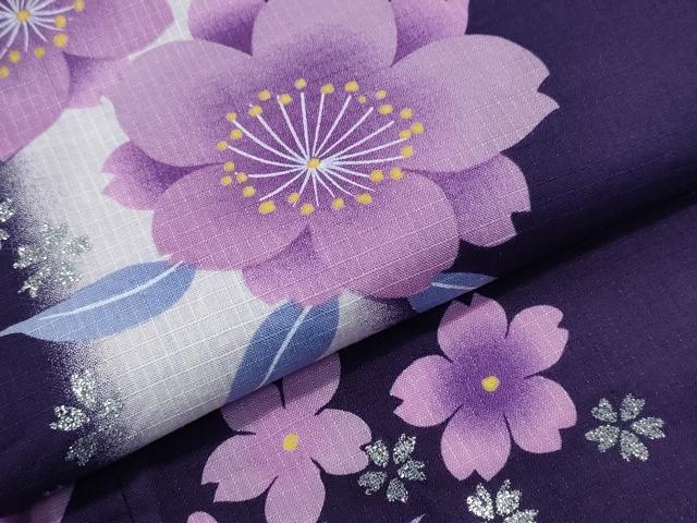 平和屋着物∴夏物 浴衣 綿紅梅 舞桜 ラメ 綿 逸品 CABH1546ng