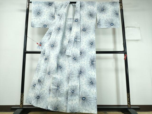平和屋着物∴夏物 浴衣 注染 手縫い 舞花文 日本製 綿 逸品 CABH1550ng