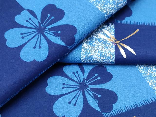 平和屋着物∴夏物 浴衣 市松蜻蛉桜 綿 逸品 CABH1574ng