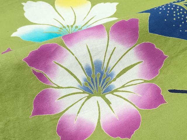 平和屋着物∴夏物 浴衣 注染 吉祥花文 綿 逸品 CABH1577ng
