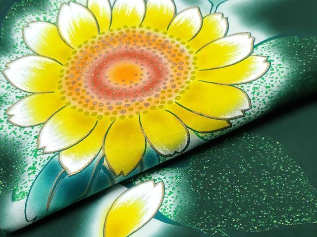 平和屋着物∴夏物 浴衣 注染 向日葵 ひまわり 金彩 綿 逸品 CABH1579ng