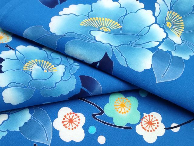 平和屋着物∴夏物 浴衣 注染 枝梅牡丹花文 日本製 綿 逸品 CABH1580ng