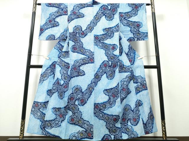 平和屋着物∴夏物 浴衣 有松鳴海絞り 菊花文 綿 逸品 CABH1585ng