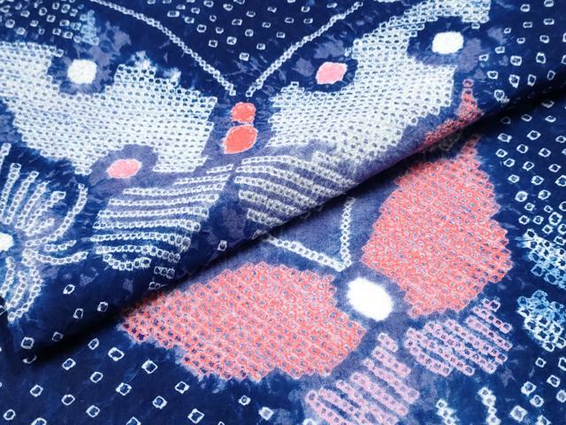 平和屋着物∴夏物 浴衣 有松鳴海絞り 芝草舞蝶文 綿 逸品 CABH1586ng
