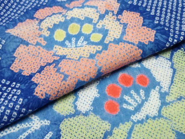 平和屋着物∴夏物 浴衣 有松鳴海絞り 舞牡丹紫陽花 綿 逸品 未使用 CABH1588ng