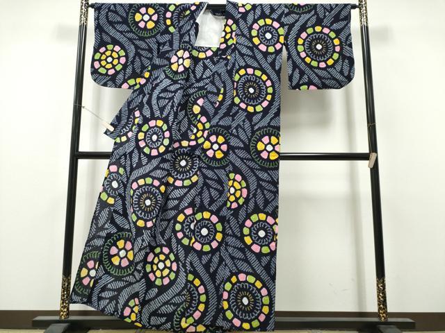 平和屋着物∴夏物 浴衣 有松鳴海絞り 枝花丸文 綿 逸品 CABH1594ng