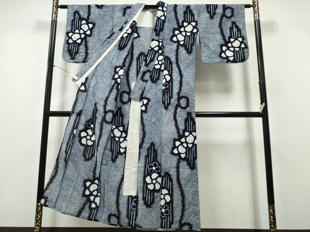 平和屋着物∴夏物 浴衣 有松鳴海絞り 枝花文 綿 逸品 CABH1597ng