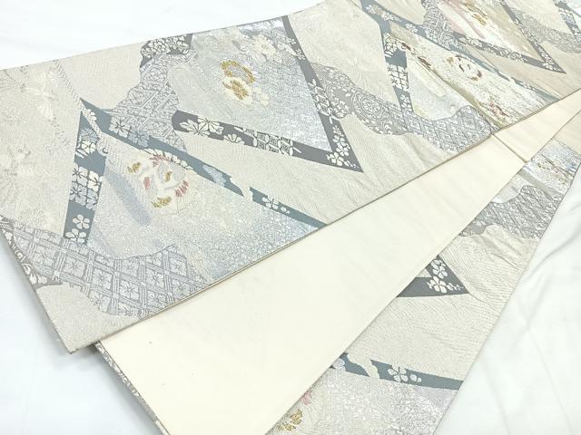 平和屋着物◎六通柄袋帯 切嵌花鳥文 金銀糸 正絹 逸品 CABH1602nb