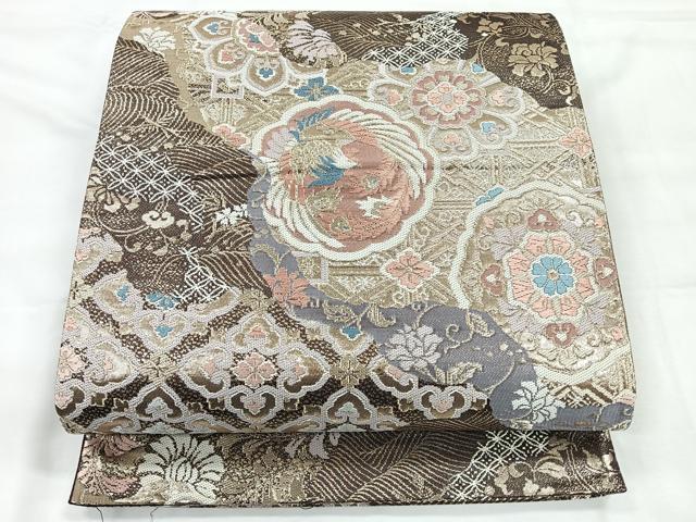 平和屋着物◎六通柄袋帯 天平花鳥文 金糸 正絹 逸品 CABH1605nb