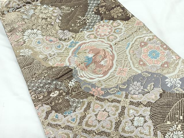 平和屋着物◎六通柄袋帯 天平花鳥文 金糸 正絹 逸品 CABH1605nb