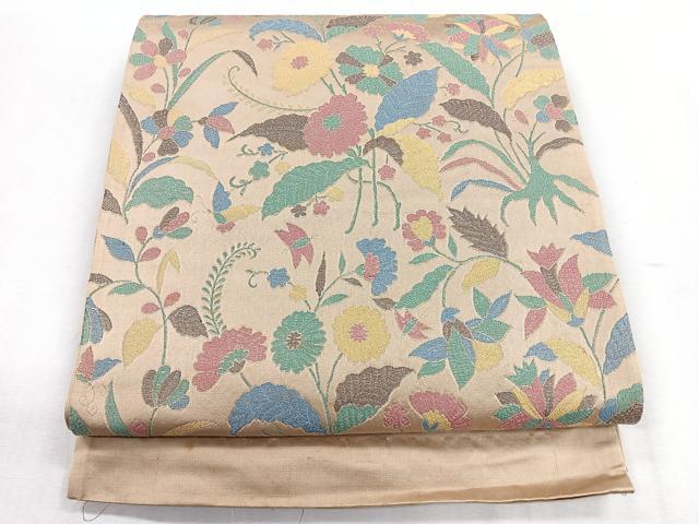 平和屋着物◎六通柄袋帯 更紗草花文 正絹 逸品 CABH1625nb