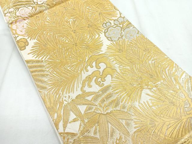 平和屋着物◎六通柄袋帯 立波松竹梅 金糸 正絹 逸品 CABH1626nb