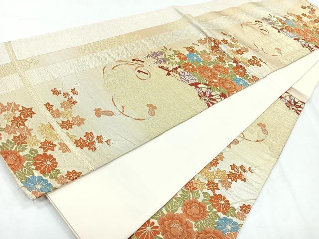 平和屋着物◎六通柄袋帯 花車文 金銀糸 正絹 逸品 CABH1662nb