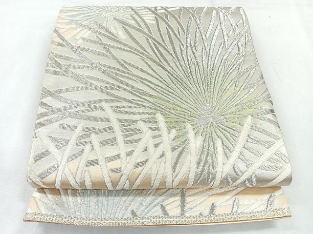 平和屋着物◎六通柄袋帯 舞花文 銀糸 正絹 逸品 CABH1681nb