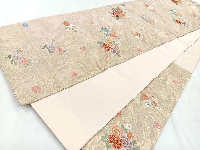平和屋着物◎六通柄袋帯 草花文 金糸 正絹 逸品 CABH1710nb
