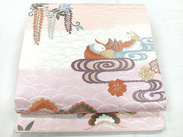 平和屋着物◎六通柄袋帯 唐織錦 露芝に鴛鴦文 金糸 正絹 逸品 CABH1714nb