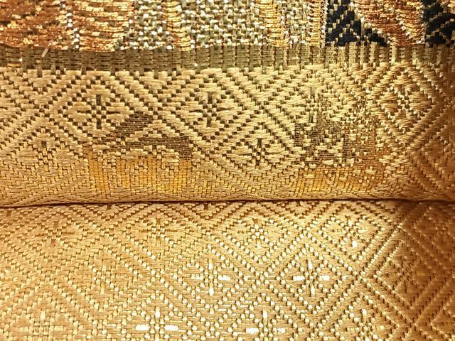 平和屋着物◎佐賀錦 全通柄袋帯 双鶴文 金糸 正絹 逸品 CABH1731nb