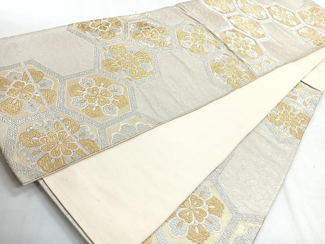 平和屋着物◎六通柄袋帯 唐織 亀甲更紗花文 金銀糸 正絹 逸品 CABH1742nb
