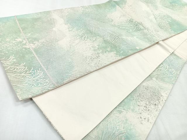 平和屋着物◎六通柄袋帯 草木文 銀糸 正絹 逸品 CABH1751nb