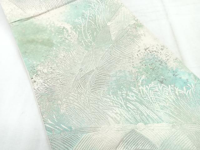 平和屋着物◎六通柄袋帯 草木文 銀糸 正絹 逸品 CABH1751nb