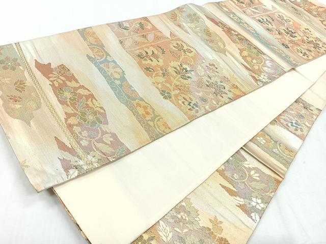 平和屋着物◎六通柄袋帯 更紗花唐草文 金糸 正絹 逸品 CABH1757nb