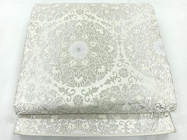 平和屋着物◎六通柄袋帯 唐織 繍華錦 更紗花文 銀糸 正絹 逸品 CABH1758nb