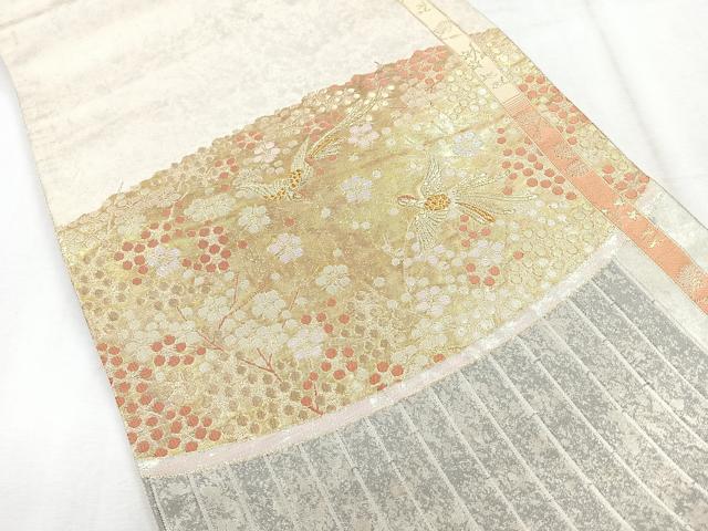 平和屋着物◎六通柄袋帯 飛鳥草花文 金銀糸 正絹 逸品 CABH1760nb