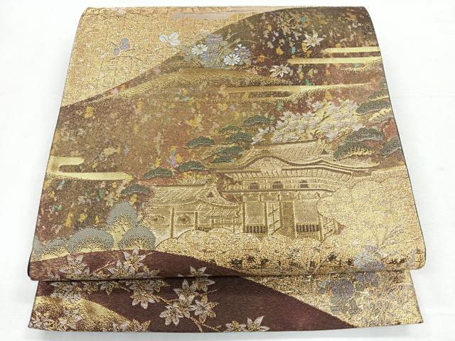 平和屋着物◎六通柄袋帯 奥の細道 金糸 引箔 正絹 逸品 CABH1772nb