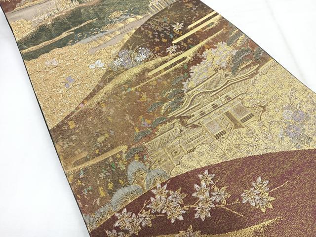 平和屋着物◎六通柄袋帯 奥の細道 金糸 引箔 正絹 逸品 CABH1772nb