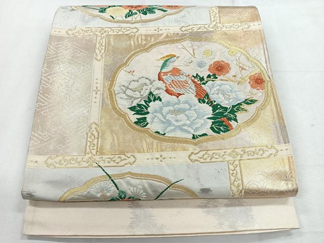 平和屋着物◎六通柄袋帯 花鳥文 金銀糸 正絹 逸品 CABH1773nb