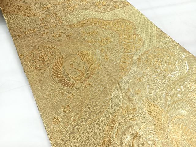 平和屋着物◎佐賀錦 六通柄袋帯 道長飛鳥文 金糸 正絹 逸品 CABH1789nb