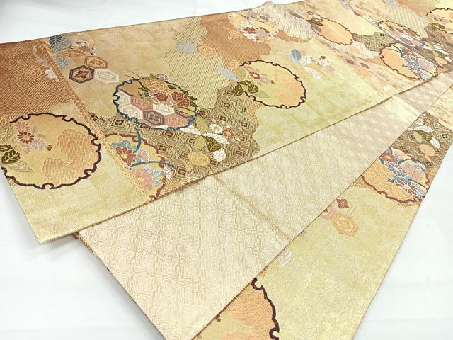 平和屋着物◎佐賀錦 六通柄袋帯 唐織 道長小袖文 金糸 正絹 逸品 CABH1794nb