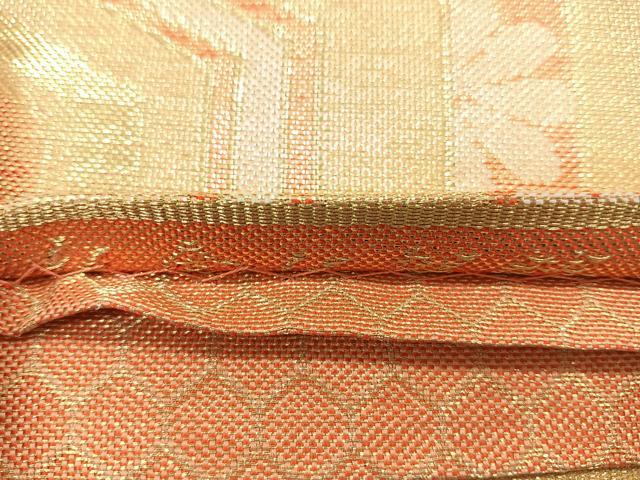 平和屋着物◎佐賀錦 六通柄袋帯 亀甲更紗花文 金糸 正絹 逸品 CABH1796nb