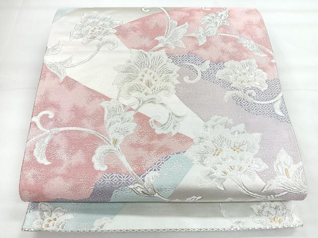 平和屋着物◎六通柄袋帯 更紗花文 金銀糸 正絹 逸品 CABH1809nb
