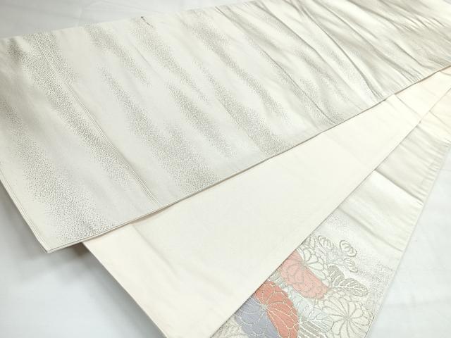 平和屋着物◎太鼓柄袋帯 流水花鳥文 銀糸 正絹 逸品 CABH1810nb