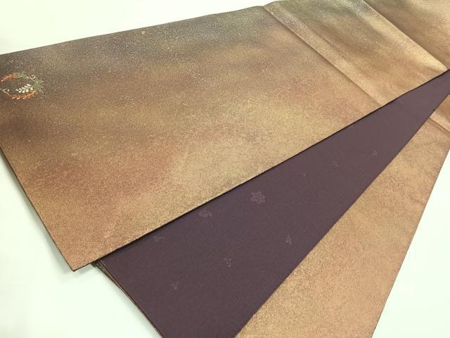 平和屋着物◎両面 六通柄袋帯 霞文 秘釉箔 金糸 引箔 正絹 逸品 CABH1811nb