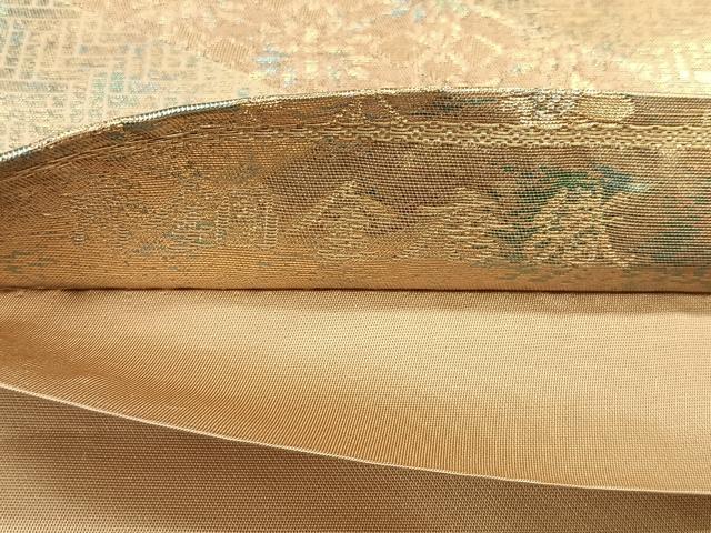 平和屋着物◎両面 六通柄袋帯 青銅金唐織 向かい鳥更紗花文 金銀糸 引箔 正絹 逸品 CABH1834nb