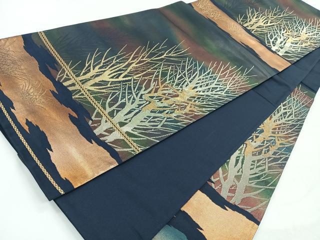 平和屋着物◎六通柄袋帯 風景文 金糸 引箔 正絹 逸品 CABH1852nb