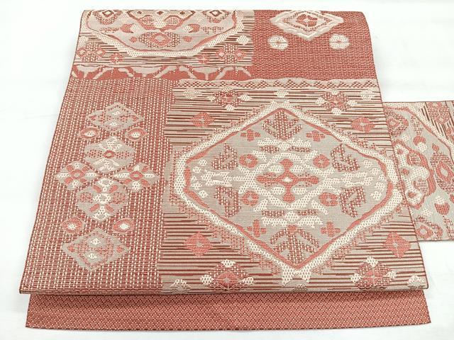 平和屋着物◎八寸名古屋帯 幾何学文様 正絹 逸品 CABH1856nb