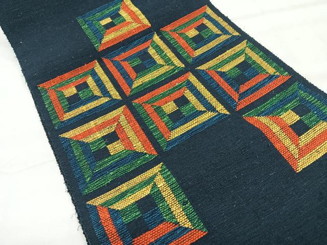 平和屋着物◎八寸名古屋帯 紬地 幾何学文様 正絹 逸品 未使用 CABH1859nb