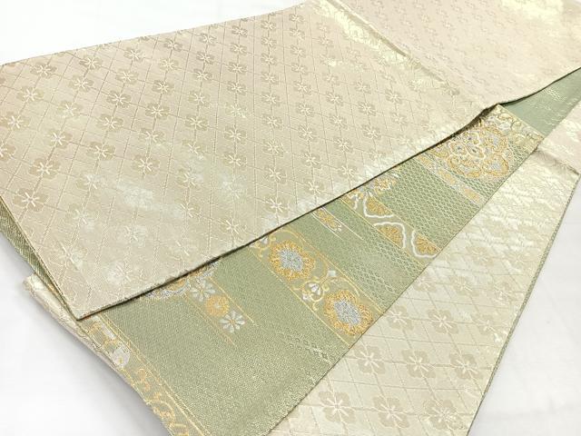 平和屋着物◎両面 六通柄袋帯 更紗花文 金銀糸 正絹 逸品 CABH1864nb