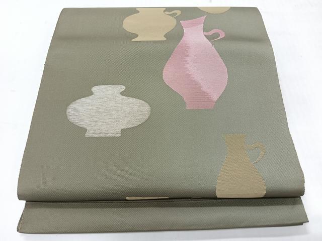 平和屋着物◎八寸名古屋帯 陶器文 正絹 逸品 CABH1866nb
