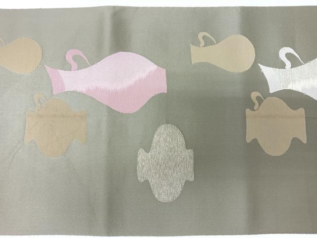 平和屋着物◎八寸名古屋帯 陶器文 正絹 逸品 CABH1866nb