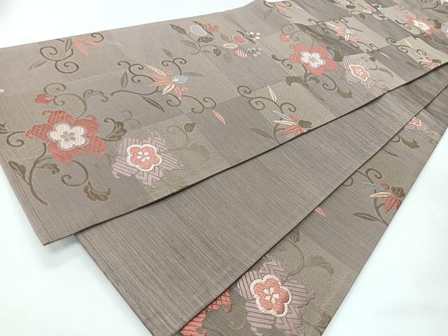 平和屋着物◎六通柄袋帯 唐草文 更紗花文 正絹 逸品 CABH1872nb