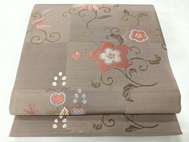 平和屋着物◎六通柄袋帯 唐草文 更紗花文 正絹 逸品 CABH1872nb