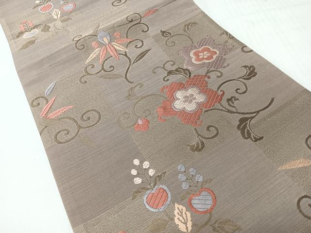平和屋着物◎六通柄袋帯 唐草文 更紗花文 正絹 逸品 CABH1872nb
