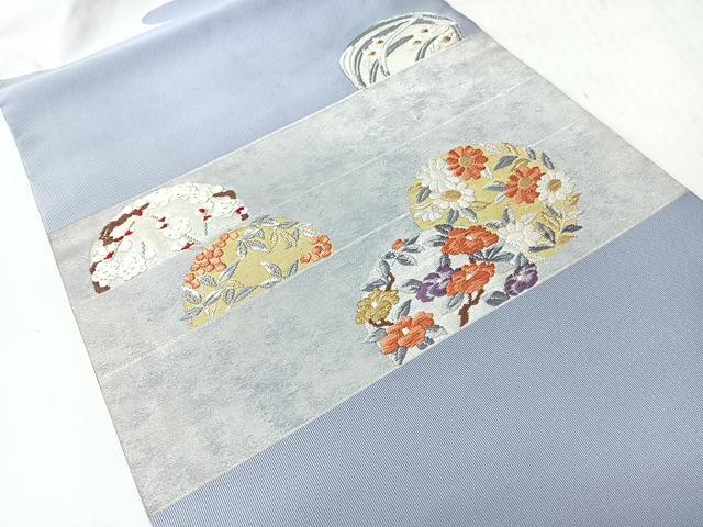 平和屋着物◎九寸名古屋帯 唐織 草花文 金糸 正絹 逸品 CABH1875nb